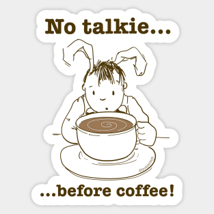 Sleepy Rabbit No Talkie Before Coffee Sticker